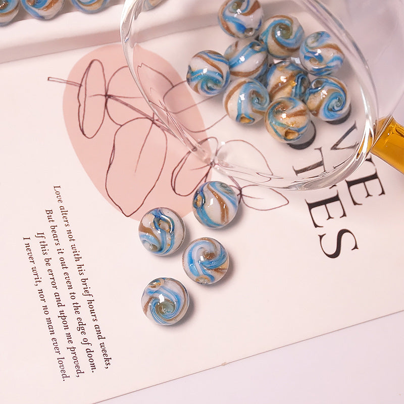 Japanese-Style Gold Sand Swirl Lampwork Beads