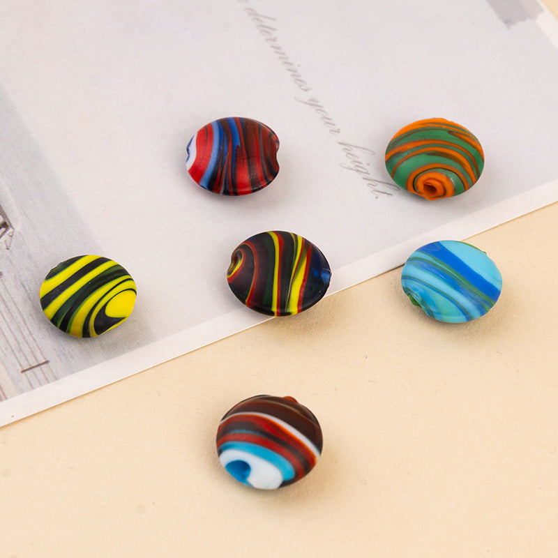 Frosted Tropical Flat Glazed Beads