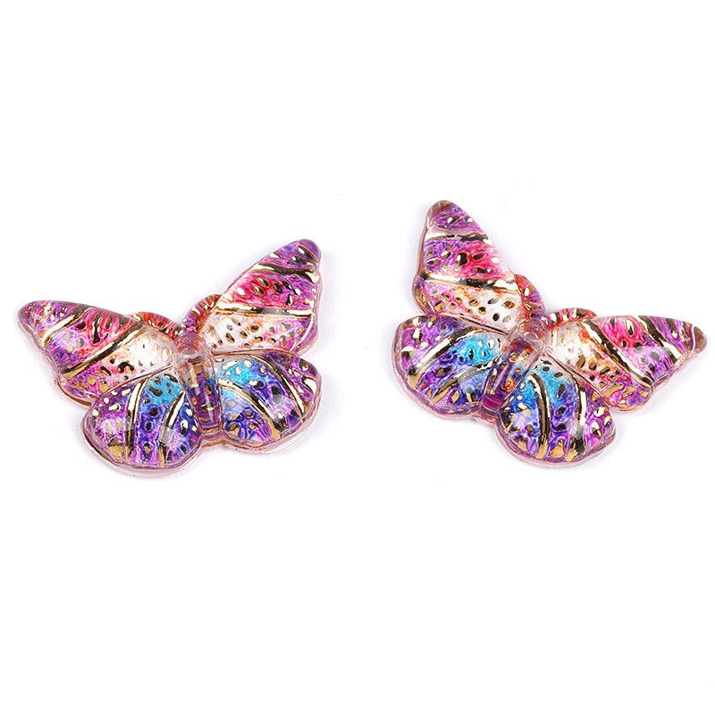 Colorful Acrylic Butterfly Beads – Gold Foil Butterfly Charms with Holes for DIY Jewelry, Hair Clips, Floral Arrangements & Crafts