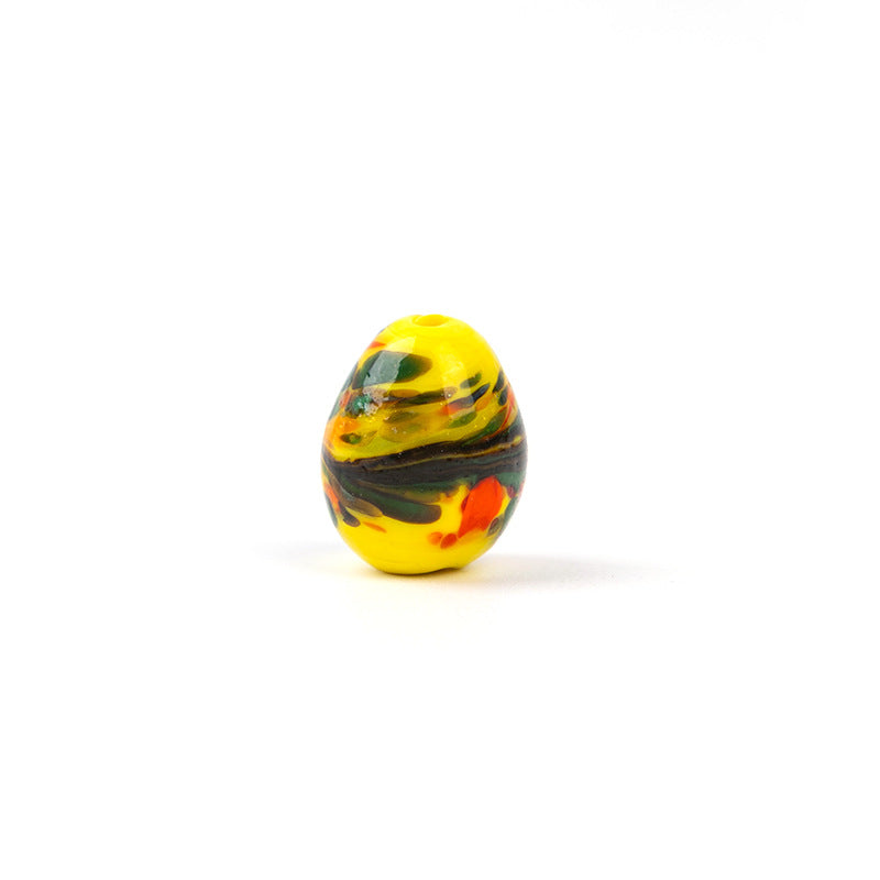 Colorful Dinosaur Egg Oval Glazed Beads