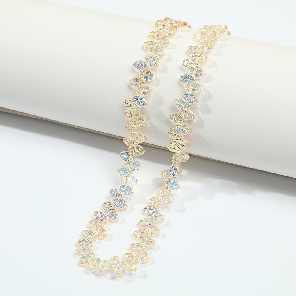 Colorful Iridescent Glass Leaf Beads – Shimmering Leaf-Shaped Beads for DIY Bracelets, Necklaces & Jewelry Making