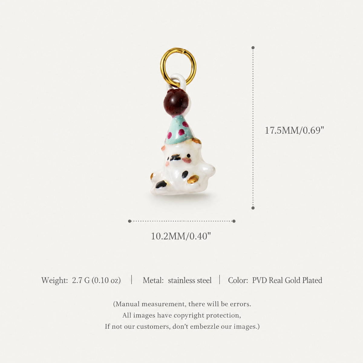 18K Gold-Plated Puppy Crystal Pendant Charms