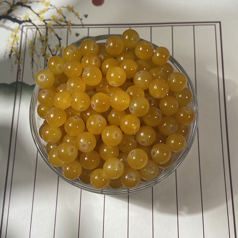 Jade-Style Glass Round Beads
