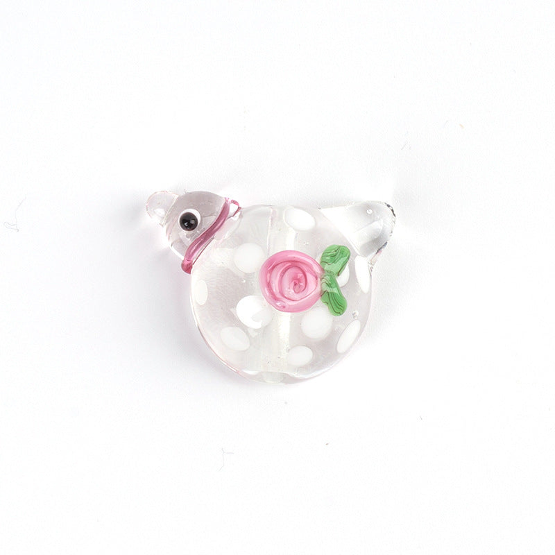 Lampwork Glass Dove Bird Beads – Polka Dot