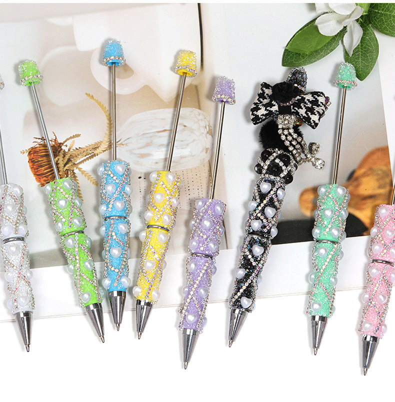 Pearl Rhinestone Ballpoint Pens – Sparkling Diamond-Style Decorative Pens with Pearl Accents for DIY Gifts & Cute Stationery