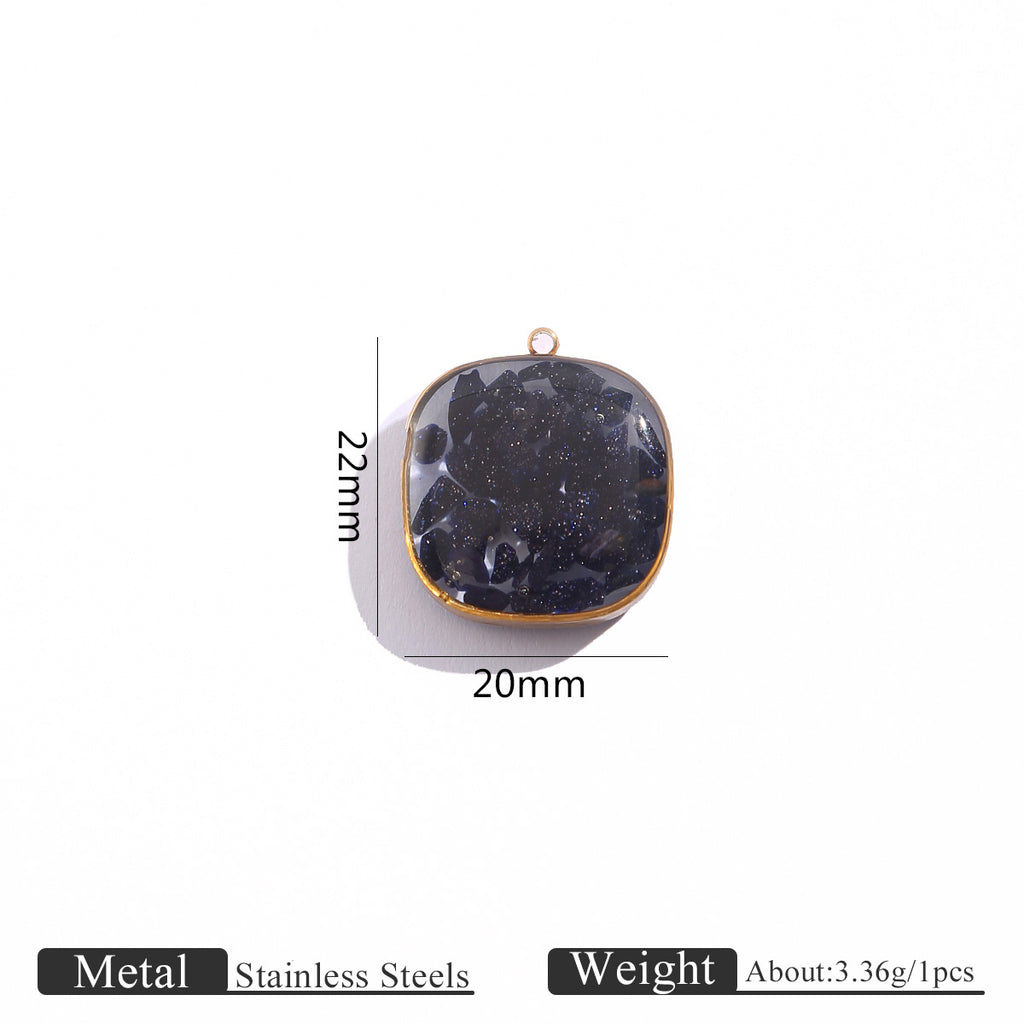 Epoxy Crushed Stone Pendant Charms