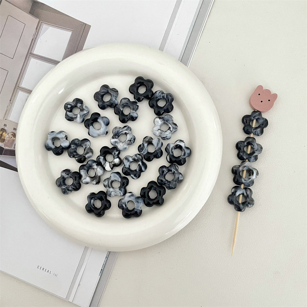 Two-Tone Macaron Acrylic Flower Beads – Hollow Five-Petal Glazed-Style Beads for DIY Phone Charms, Bracelets & Jewelry Making