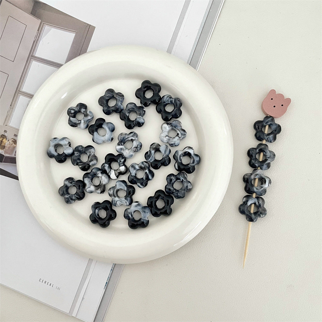 Two-Tone Macaron Acrylic Flower Beads – Hollow Five-Petal Glazed-Style Beads for DIY Phone Charms, Bracelets & Jewelry Making