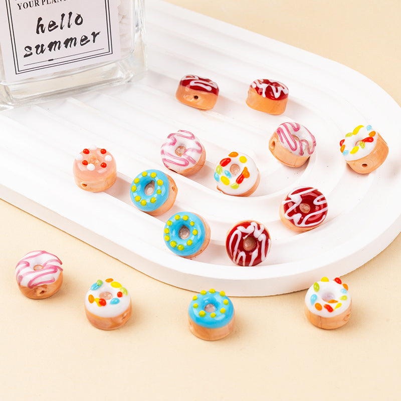 Cute Colorful Donut Glass Beads