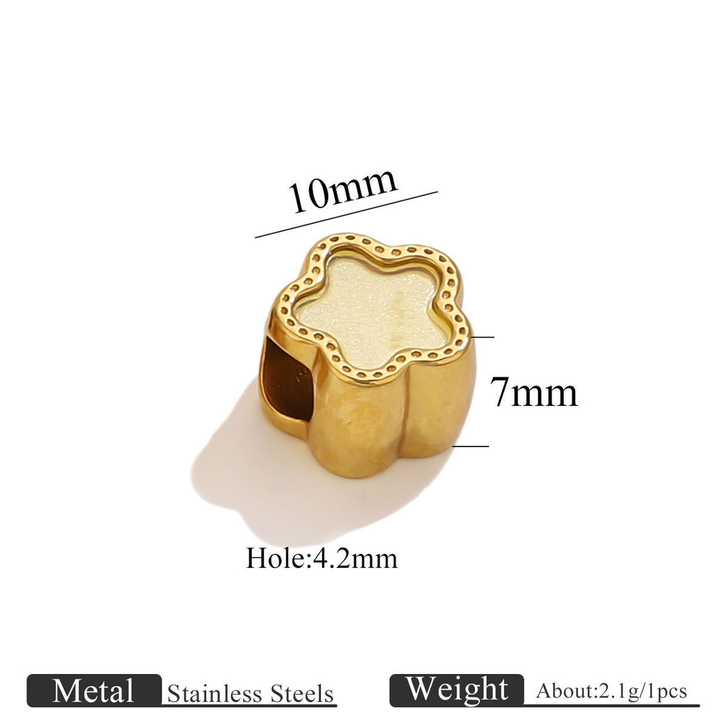 Stainless Steel Colorful Enamel Star Spacer Beads for DIY Jewelry 5pcs