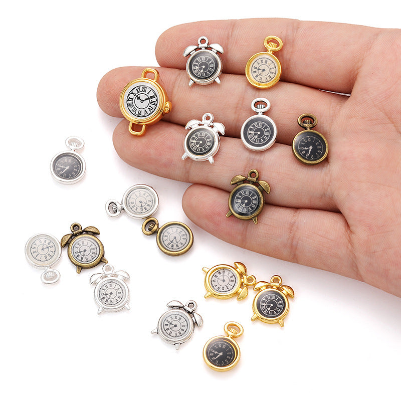 17×11mm Colorful Clock Charms – Korean-Style Zinc Alloy Enamel-Style Watch Pendants for DIY Bracelets, Necklaces & Jewelry Making