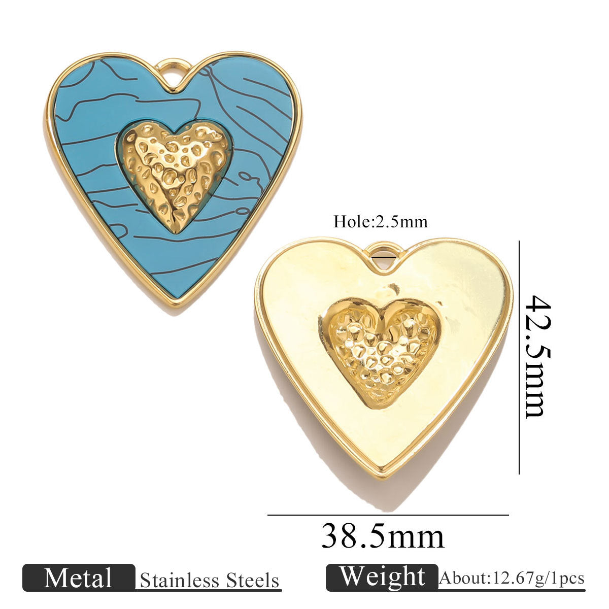 Large Enamel Heart Charm