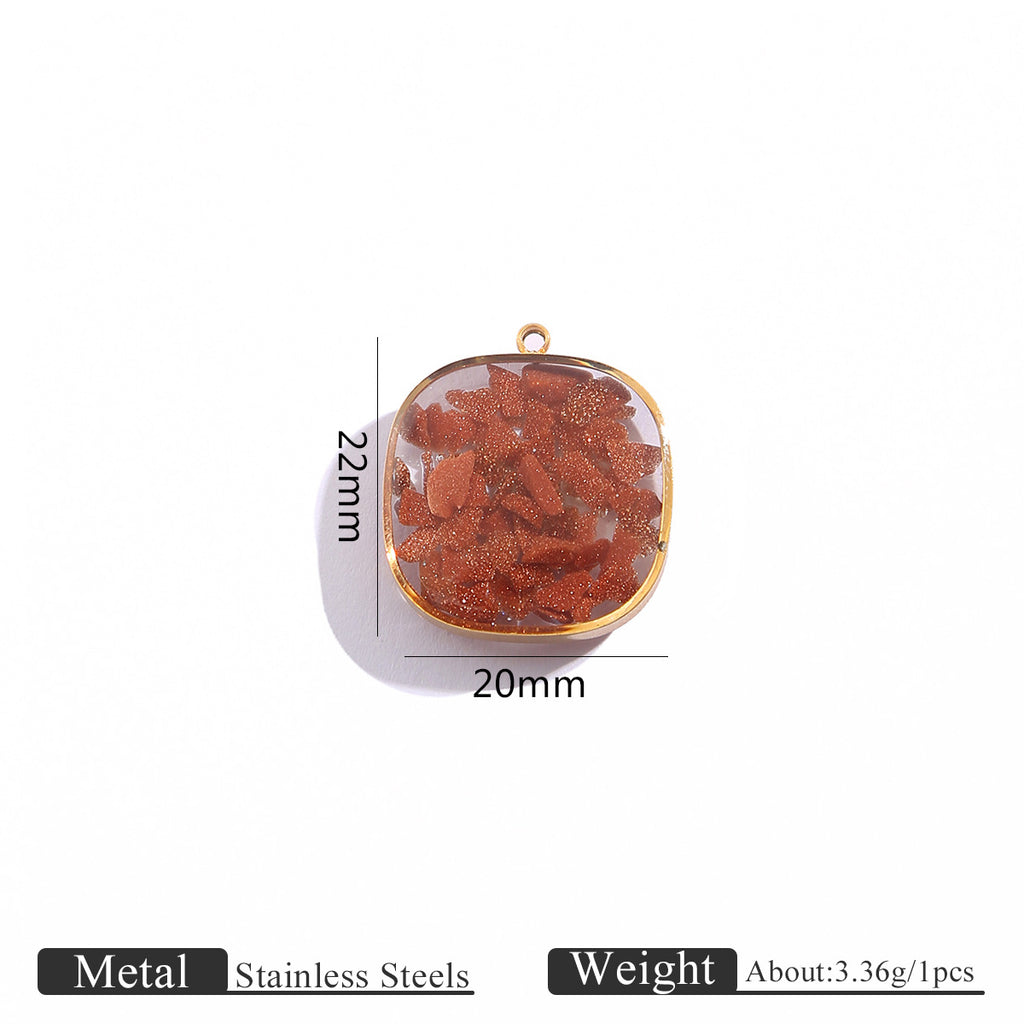 Epoxy Crushed Stone Pendant Charms