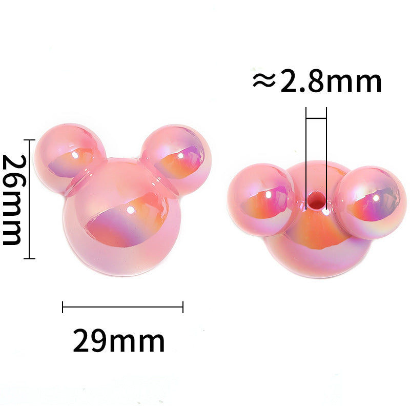 UV Electroplated Mouse Head Beads – Solid Color Acrylic Mouse-Shaped Vertical-Hole Beads for DIY Phone Charms, Bracelets & Jewelry Making