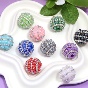 Pearl Rhinestone Ball Beads – Decorative Straight-Hole Pearl & Crystal-Style Beads for DIY Keychains, Phone Charms & Beadable Pens