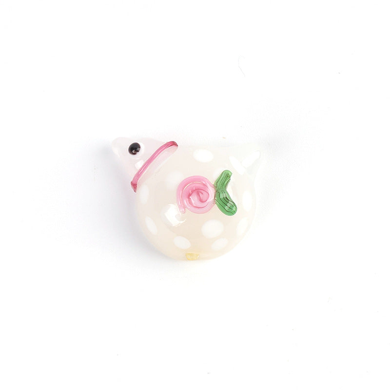 Lampwork Glass Dove Bird Beads – Polka Dot