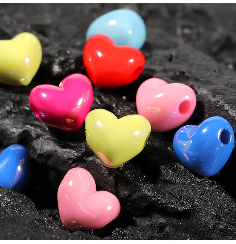 Bright Color Acrylic Heart Beads – Solid Color Side-Hole Love Beads for DIY Bracelets, Necklaces & Jewelry Making