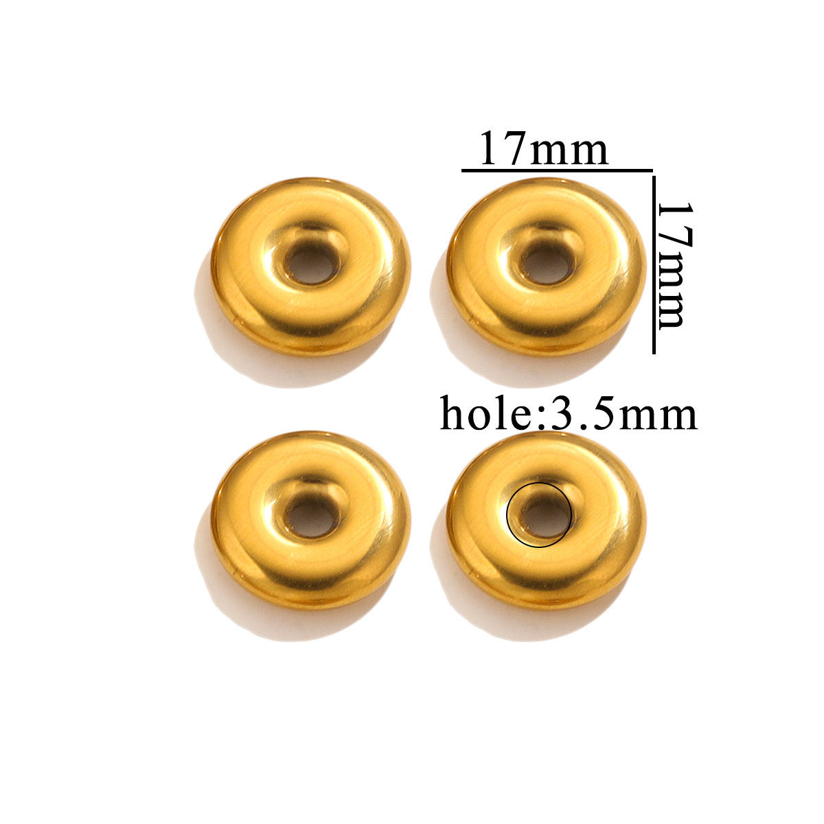 Stainless Steel Large-Hole Geometric Spacer Beads 5pcs