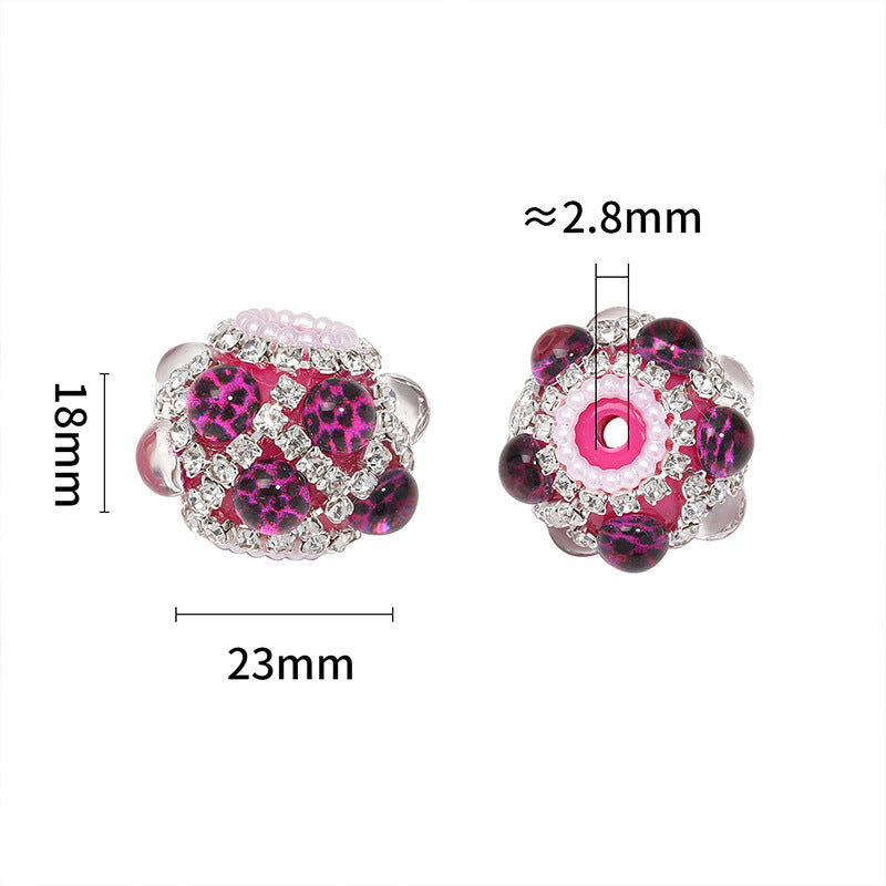 Leopard Print Mermaid Rhinestone Ball Beads – Straight-Hole Decorative Beads for DIY Beadable Pens, Keychains & Jewelry Making