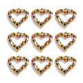 Stainless Steel Spotted Enamel Heart Pendant Charms 5pcs