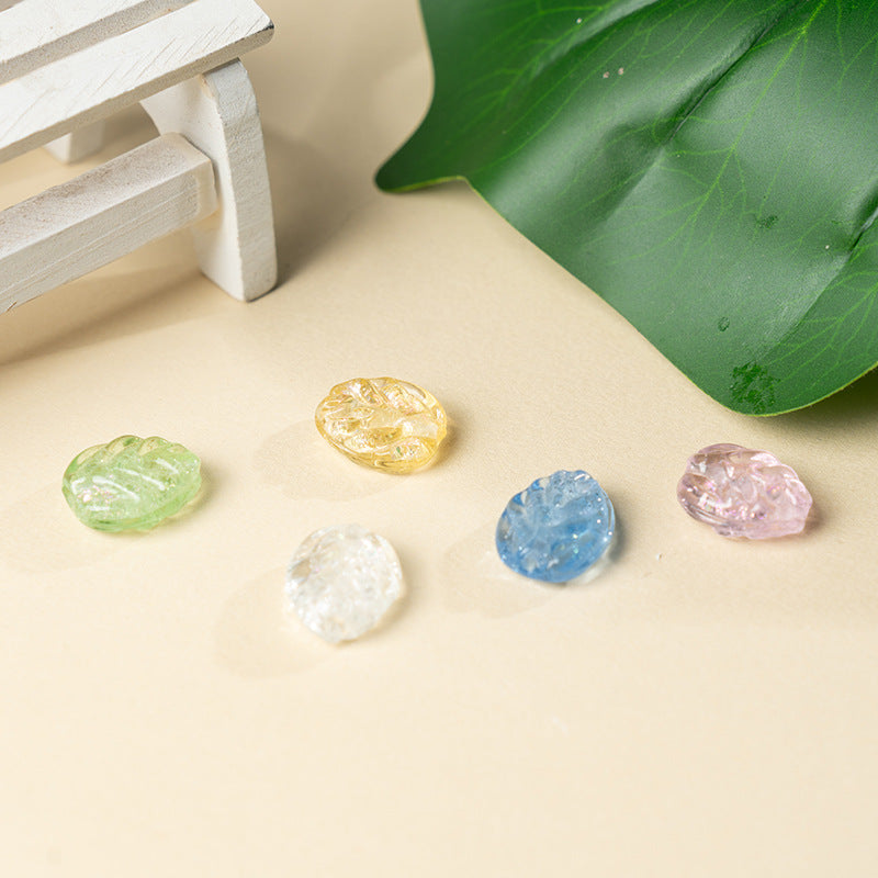 Colorful Powder-Glazed Glass Leaf Beads