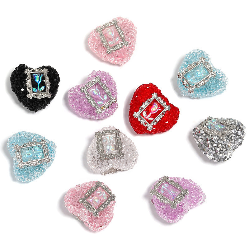 Rose Heart Rhinestone Ball Beads – Decorative Floral Accent Beads for DIY Bracelets, Beadable Pens & Jewelry Making