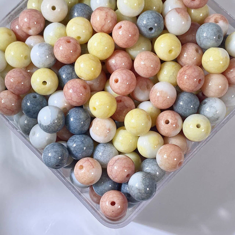 Glazed Porcelain Dragon Pattern Round Beads