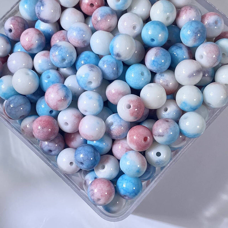 Glazed Porcelain Dragon Pattern Round Beads