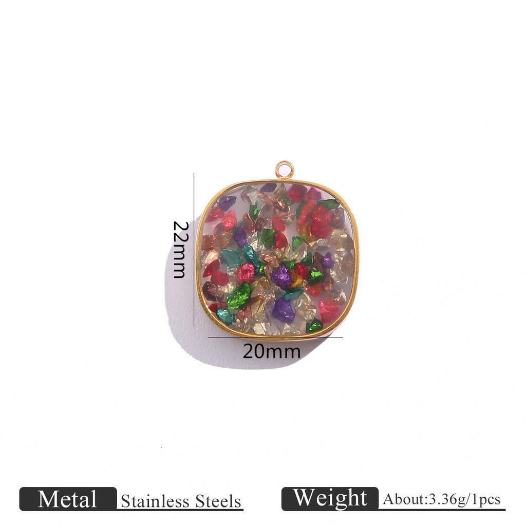 Epoxy Crushed Stone Pendant Charms