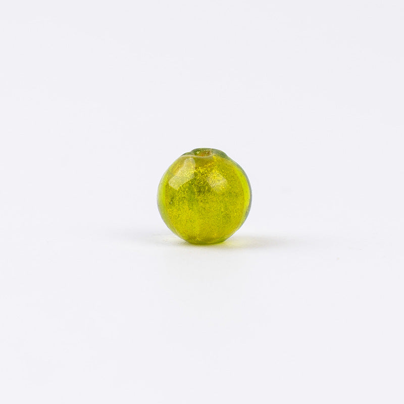 Blue-Green & Gold Powder-Glazed Beads