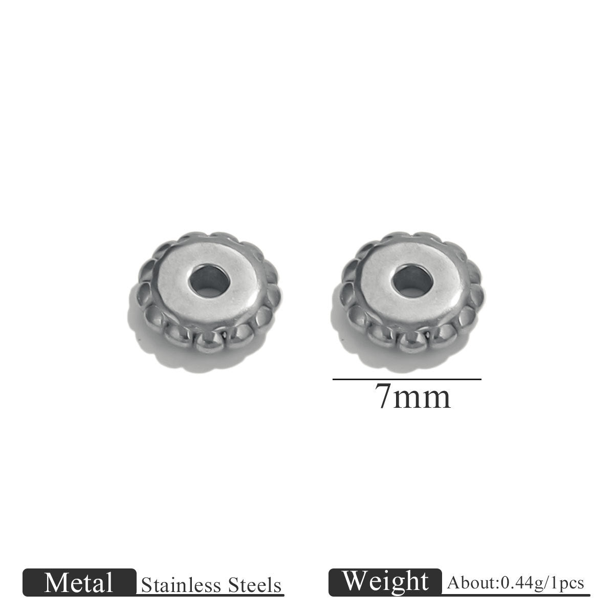 Dotted Gear Wheel Stainless Steel Spacer Beads