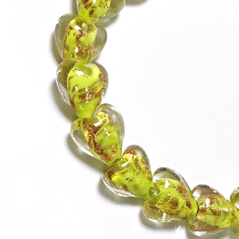 Gold Sand Heart Glazed Beads