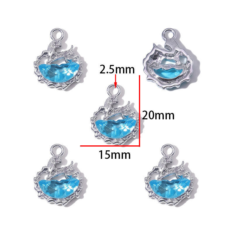 Blue Glass Inlay Jellyfish Charms – Ocean-Inspired Alloy Jellyfish Pendants for DIY Bracelets, Necklaces & Jewelry Making