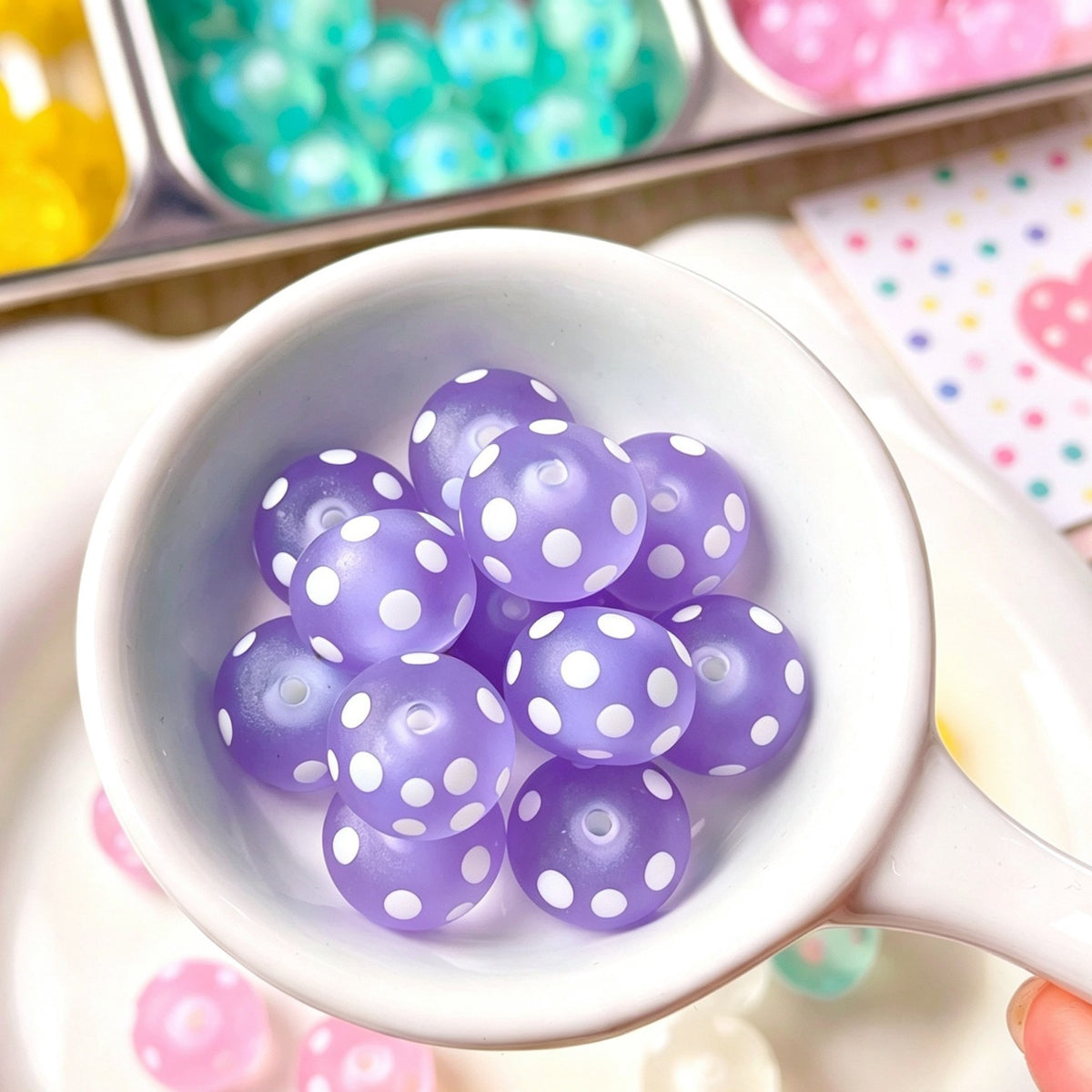 Candy-Color Matte Polka Dot Glazed Beads