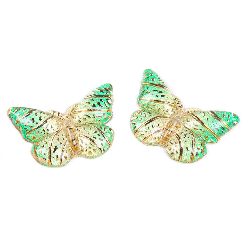 Colorful Acrylic Butterfly Beads – Gold Foil Butterfly Charms with Holes for DIY Jewelry, Hair Clips, Floral Arrangements & Crafts