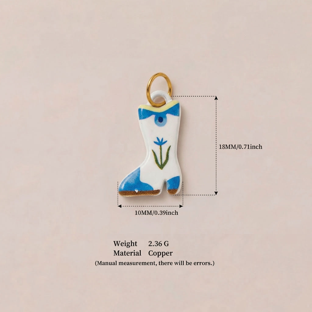 18K Gold-Plated Colorful Heart Pendant Charms