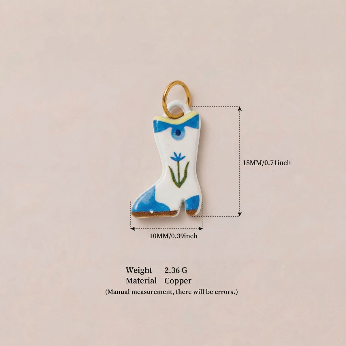 18K Gold-Plated Colorful Heart Pendant Charms