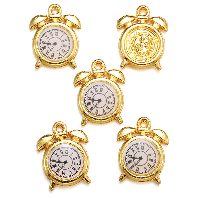 17×11mm Colorful Clock Charms – Korean-Style Zinc Alloy Enamel-Style Watch Pendants for DIY Bracelets, Necklaces & Jewelry Making