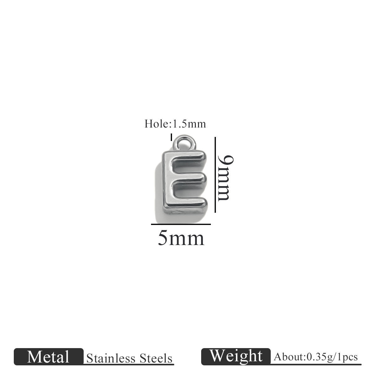 Mini A–Z Stainless Steel Round Letter Charms 10pcs