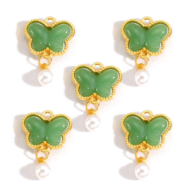 Pearl & Glass Butterfly Alloy Charms – Elegant Butterfly Pendants for DIY Bracelets, Earrings, Necklaces & Jewelry Making