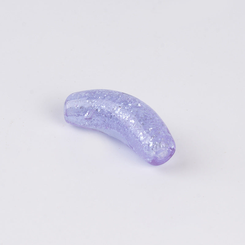 Purple & Pink Crescent Moon Glazed Beads