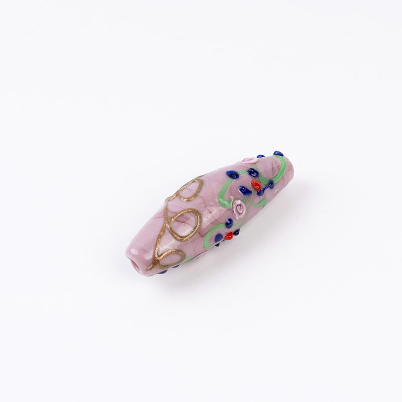 3D Silk-Pattern Glazed Waist Drum Beads