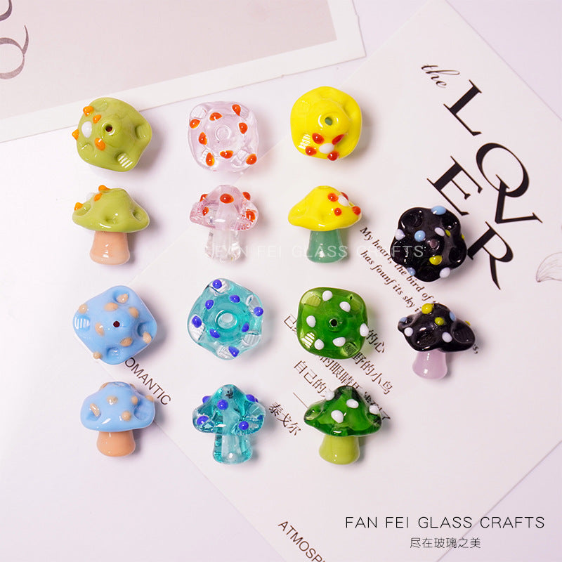 Polka Dot Mushroom Lampwork Glass Beads