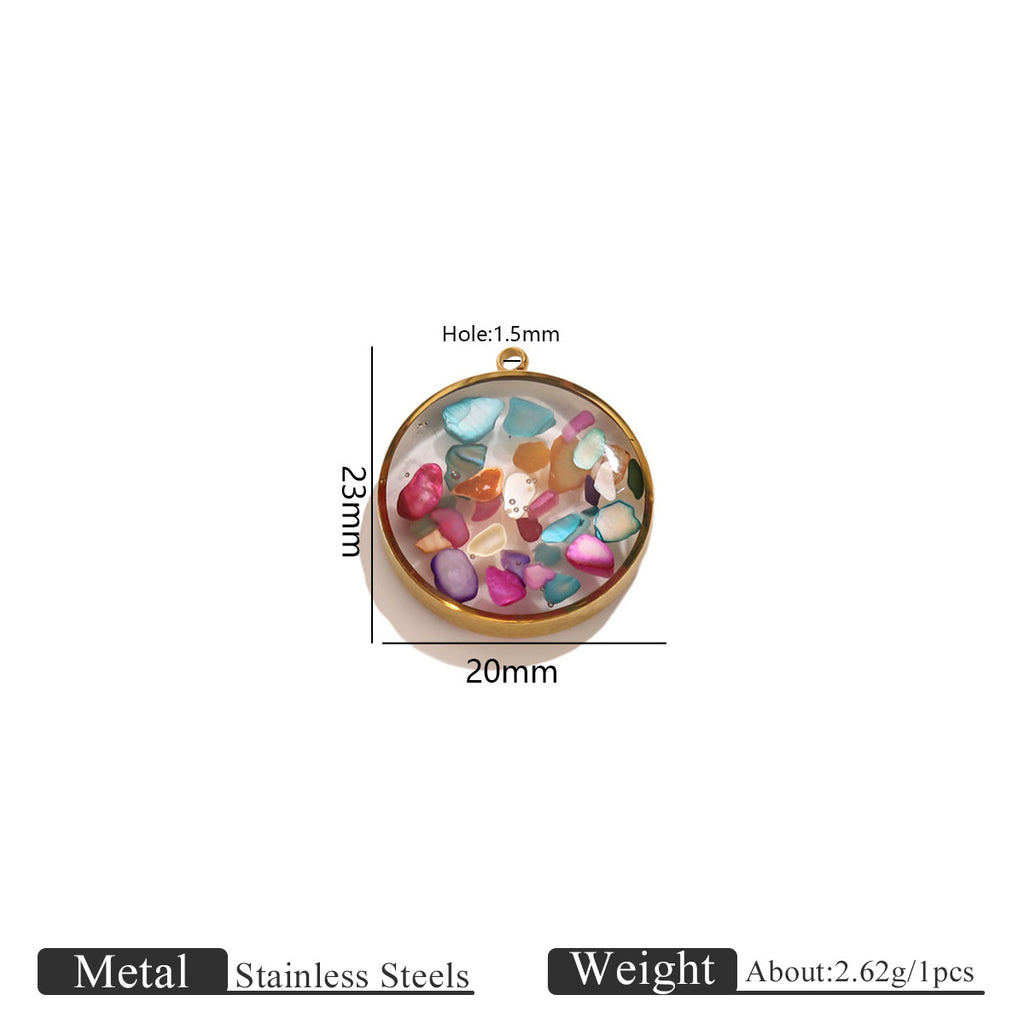 Epoxy Crushed Stone Pendant Charms
