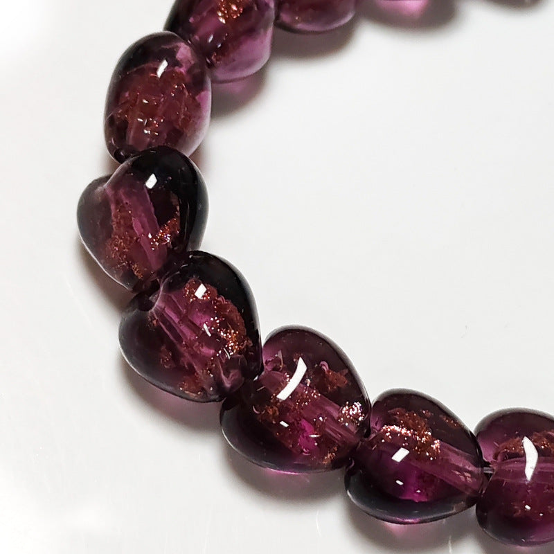Gold Sand Heart Glazed Beads