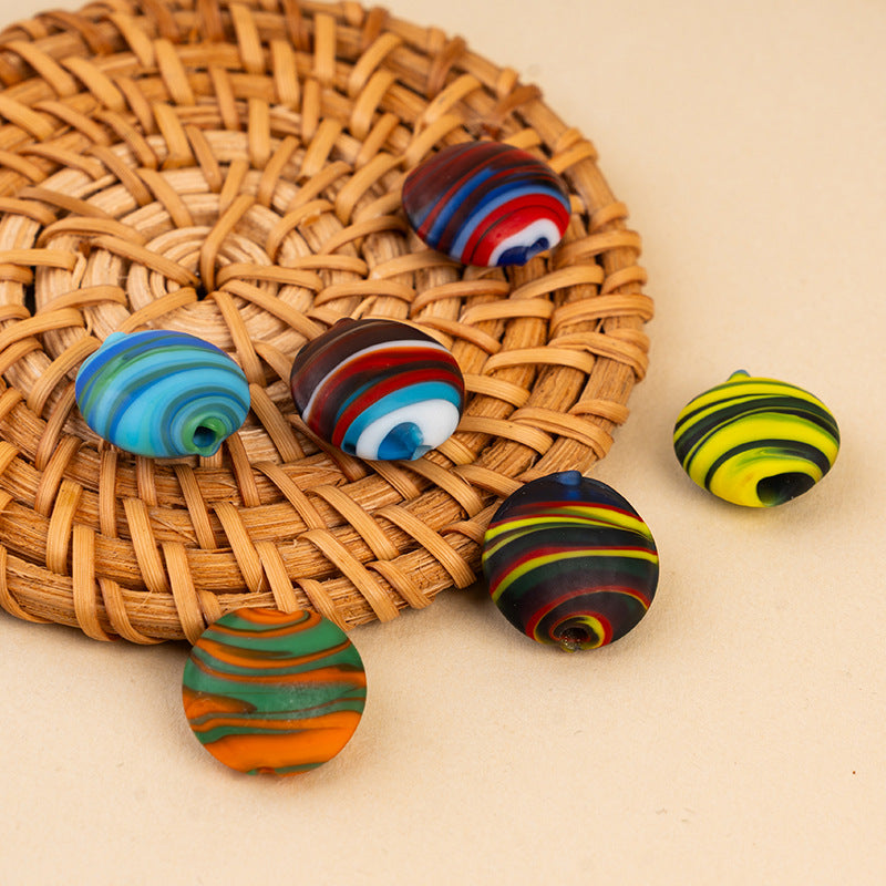 Frosted Tropical Flat Glazed Beads
