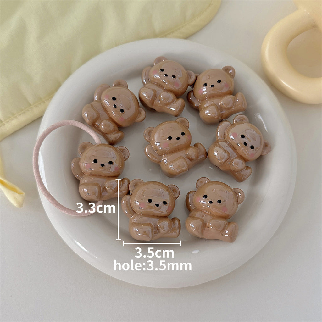 3D Cartoon Animal Acrylic Beads – UV-Finished Hand-Painted Style Straight-Hole Beads for DIY Phone Charms, Bracelets & Keychains