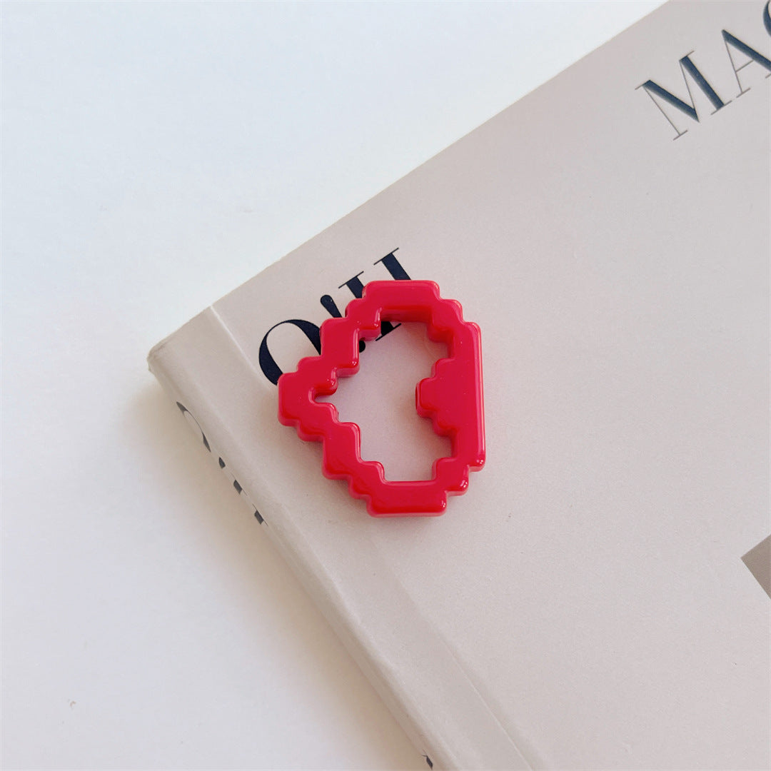Colorful Pixel Heart Acrylic Beads – Painted Heart Frame Beads for DIY Phone Charms, Bracelets, Keychains & Jewelry Making