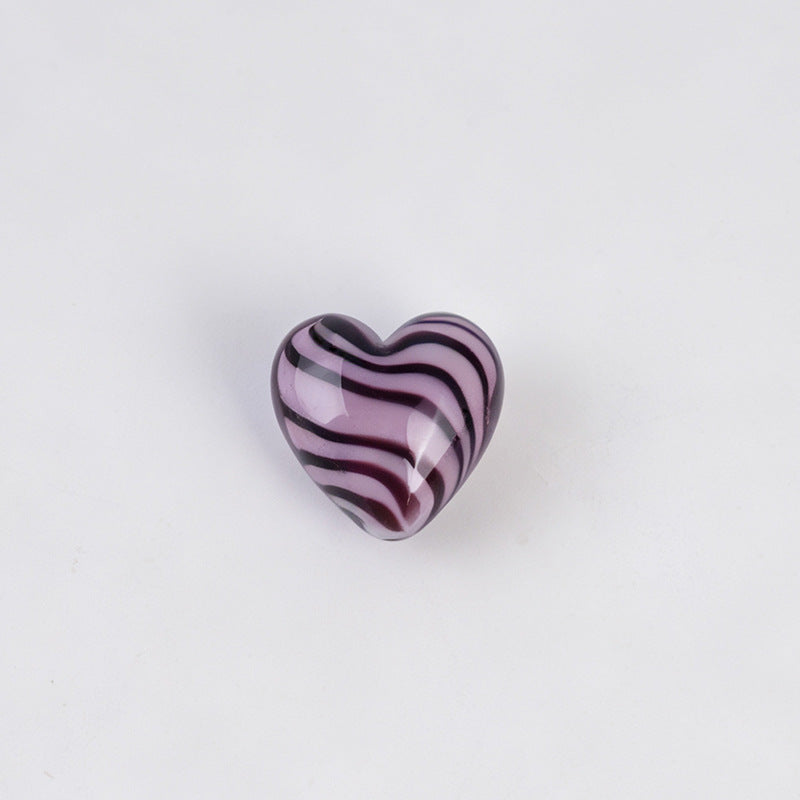 Tiger Pattern Heart Glazed Beads