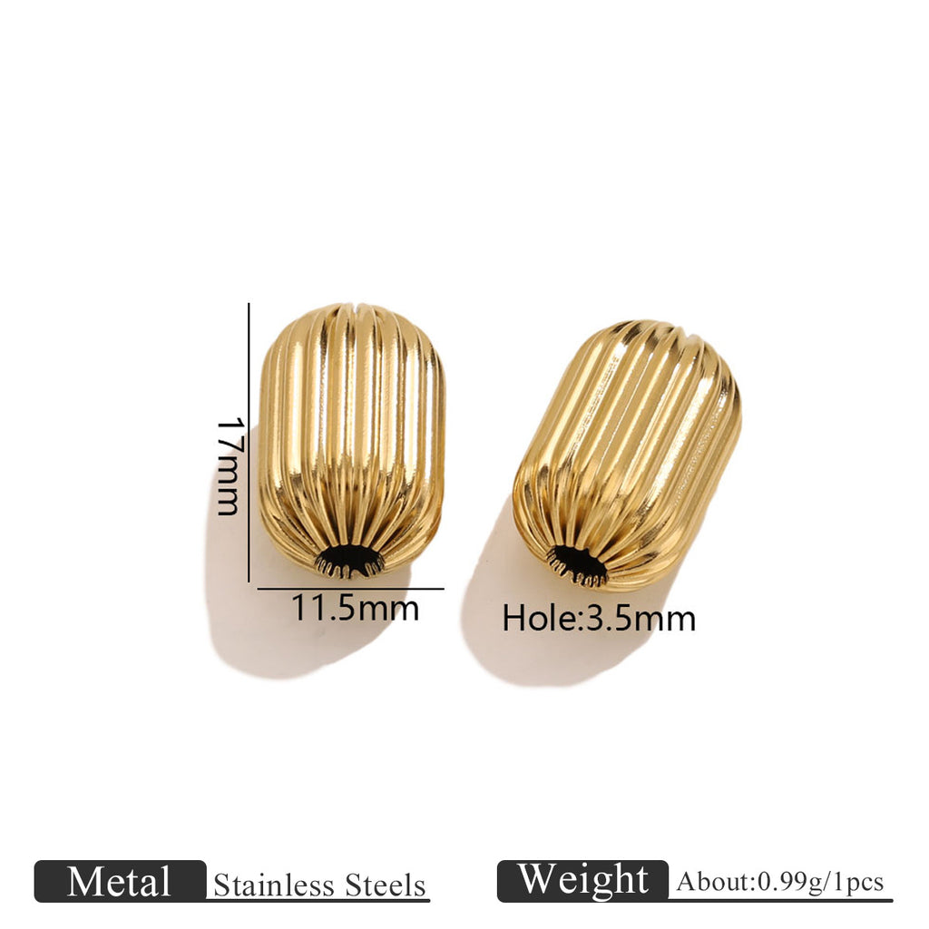 18K Gold-Plated Stainless Steel Ribbed Teardrop Spacer Beads 10pcs